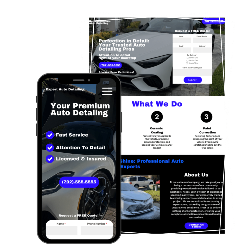 Website design template for auto mobile detailing